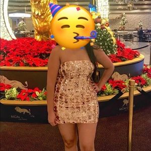 Gold rose sequin dress